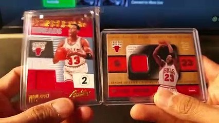 Bulls Michael Jordan and Scottie Pippen game-used relic cards plus Panini Prizm GIVEAWAY. NBA Basketball trading cards