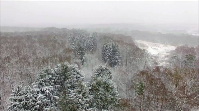 Saint-Avold sous la neige filmé par un drone
