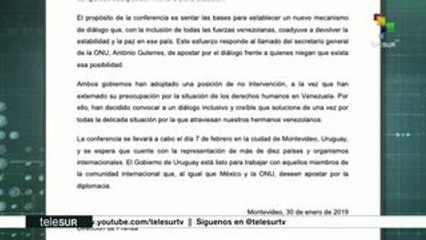 Uruguay y México convocan conferencia internacional sobre Venezuela