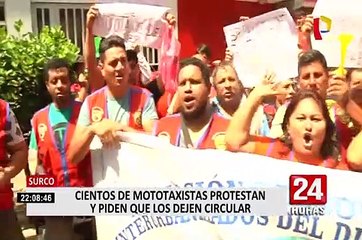 Surco: Mototaxistas protestan y piden que los dejen circular