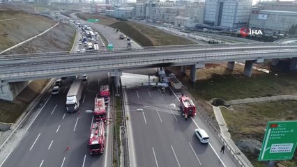 Hafriyat Kamyonu Gaz Tankerine Çarptı...söndürme Çalışmaları Havadan Görüntülendi