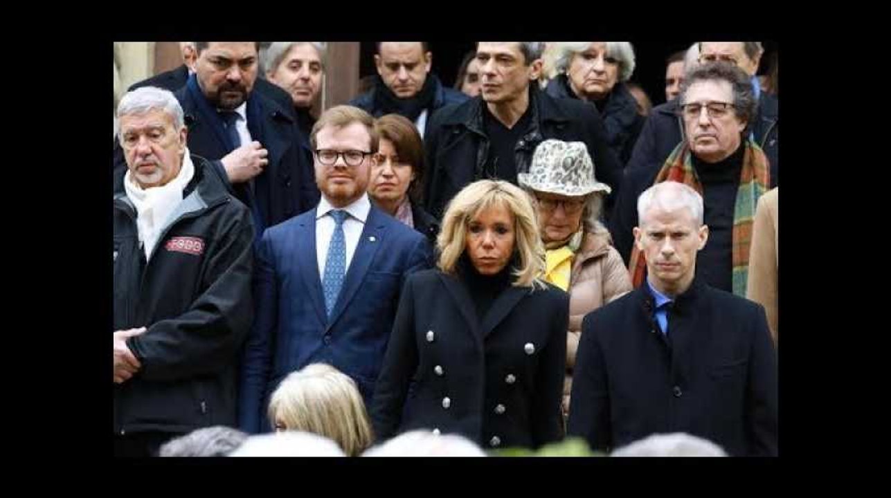 Brigitte Macron et Vladimir Cosma aux obsèques de Michel Legrand