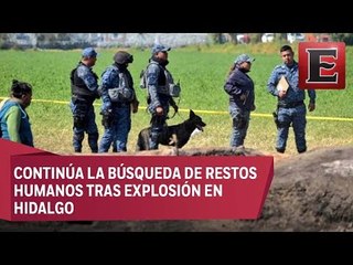 Buscan restos humanos con binomios caninos y drones en Tlahuelilpan