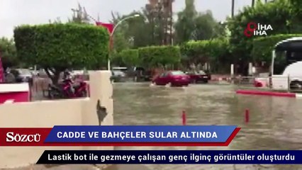 Cadde ve bahçeler sular altında