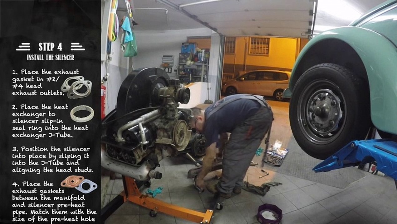 VW Beetle - Backup Motor Rebuild (part 6) - Installing Exhaust #vwbeetle #vwcarocha