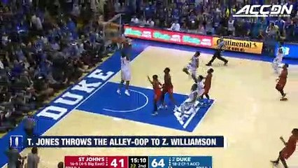 Duke's Zion Williamson Throws Down The Tre Jones Alley-Oop