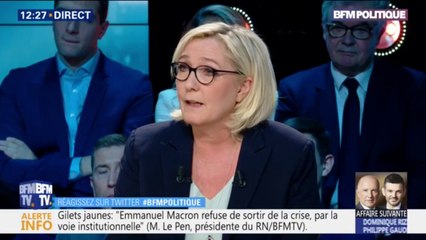Marine Le Pen sur le retour des jihadistes : "Ils ne doivent pas rentrer en France et devraient avoir été déchus de la nationalité française"
