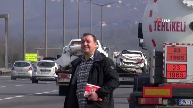 Tem'de 9 Aracın Karıştığı Zincirleme Kazada 8 Kişi Yaralandı