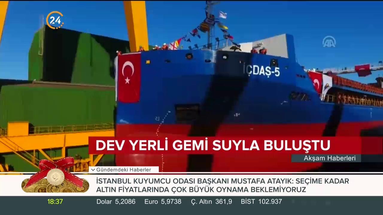 Dev yerli gemi suyla buluştu