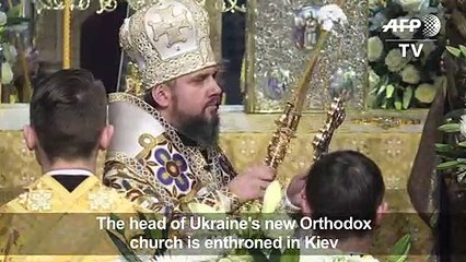 Head of new Ukraine's orthodox church enthroned