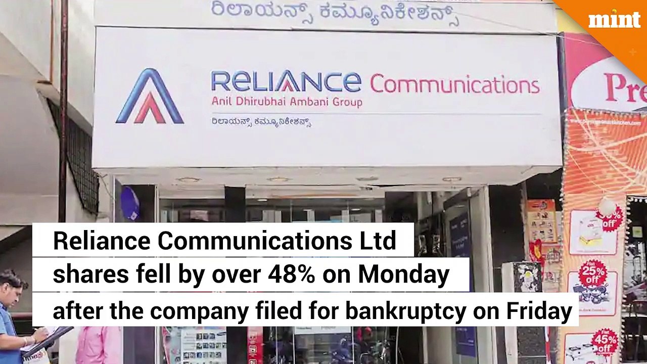 Reliance Communications shares fall by over 48% as company files for bankruptcy