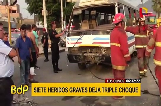 Siete heridos de gravedad deja triple choque en Los Olivos
