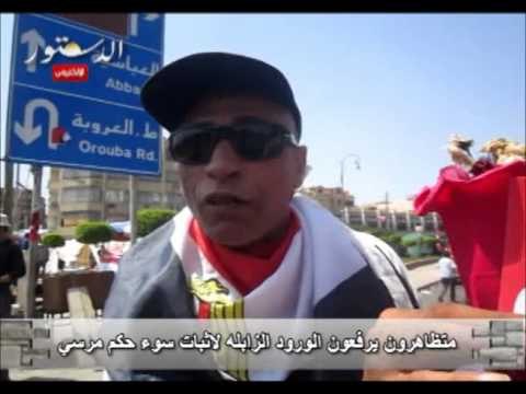 متظاهرون يرفعون الورود الزابله لاثبات سوء حكم مرسي