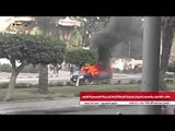 طلاب الإخوان يشعلون النيران بسيارة شرطة أمام المدينة الجامعية للأزهر