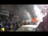 اخوان الحلمية يحرقون سيارة شرطة ويهتفون