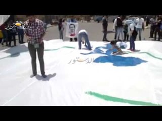 ماراثون لحملة "صباحي" بالإسكندرية ينتهي برسم صورته علي علم بـ"قايتباي"