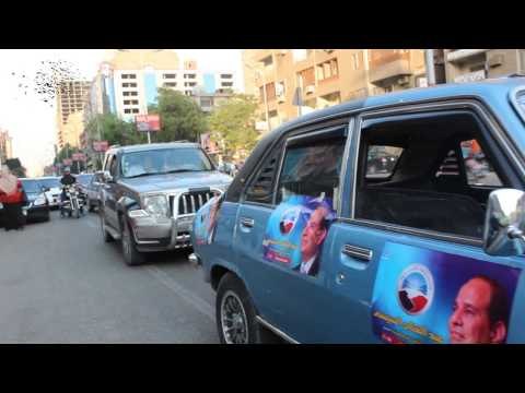 مسيرة حزب النور بالسيارات لدعم السيسى بالدقى
