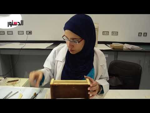 الدستور |تنظيف ميكانيكي لصندوق بمقبرة توت عنخ آمون