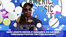Demi Lovato Mocks 21 Savage's ICE Arrest, Then Deactivates Twitter Account