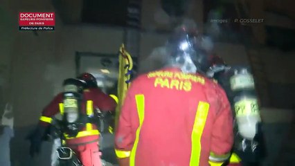 Incendie mortel à Paris : les images de l'intervention périlleuse des pompiers