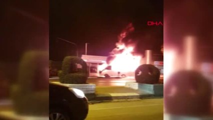 Osmaniye Seyir Halindeki Servis Midibüsü Yandı