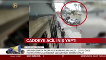 Caddeye acil iniş yaptı