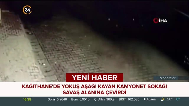 Kağıthane'de kamyonet yokuş aşağı kaydı