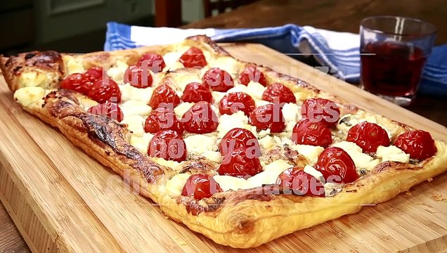 Puff Pastry Pizza With Goats Cheese Honey And Cherry Tomatoes