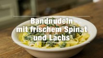 Bandnudeln mit Lachs und frischem Spinat Rezept