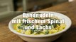 Bandnudeln mit Lachs und frischem Spinat Rezept