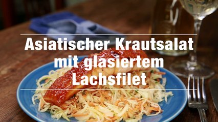 Asiatischer Krautsalat mit glasiertem Lachsfilet Rezept