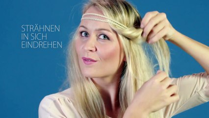 Frisurentrends Beauty-Tutorial: Haarband-Frisur mit eingedrehten Haaren
