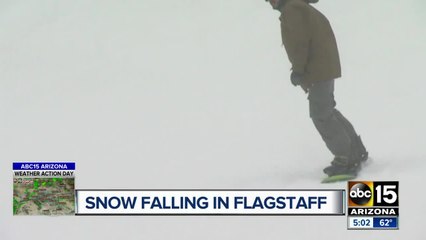 Snow falling in Flagstaff