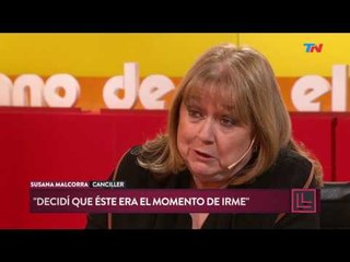 Malcorra: "La gente no está acostumbrada a que uno deje el poder por voluntad propia"