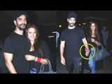 Neha Dhupia's Husband Angad Bedi Shows LOVE & CARE For Her | Spotted At Mumbai Airport