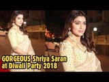 South Actress Shriya Saran LOOKS GORGEOUS in Saree at Business Man Sushil Gupta Diwali Party