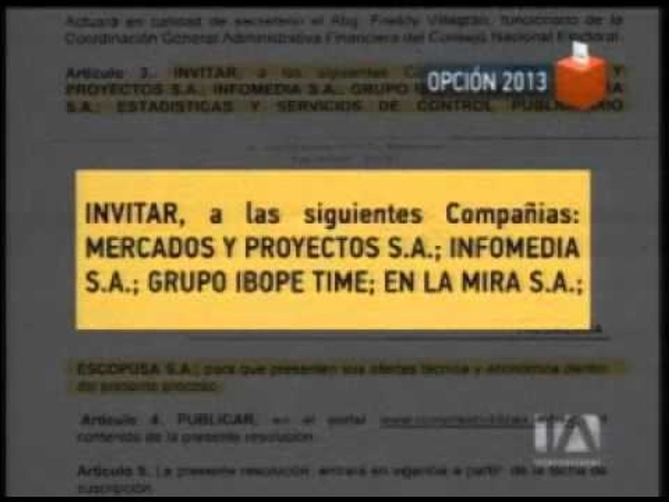 Aún no hay una empresa encargada del monitoreo de propaganda electoral para las elecciones de 2013