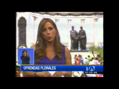 Autoridades colocaron ofrendas floreales al pie de la columna de los próceres del 9 de octubre