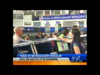 ¡Atención! Pagos de matriculación vehicular en el SRI se realizarán hasta el 27 de diciembre