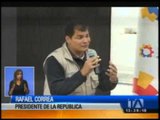 El presidente Correa realiza un recorrido para constatar el avance de las obras en Cotopaxi