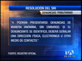 Resolución del SRI permite hacer denuncias por ciolación tributaria