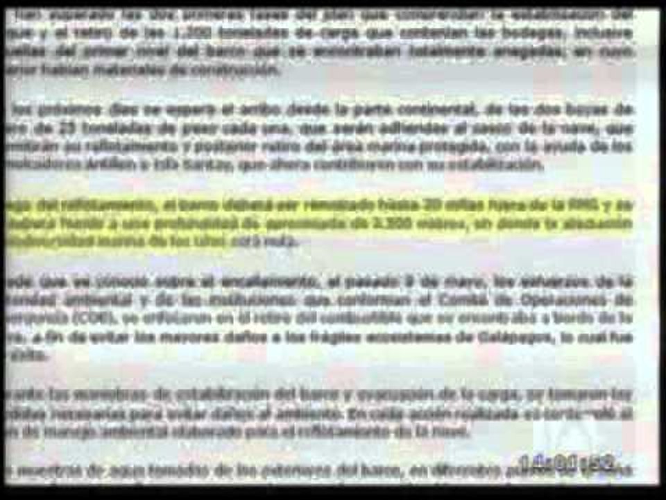 Instalan boyas para asistir al barco encallado en Galápagos
