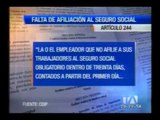 No afiliación de los empleados es penada con prisión de tres a siete días