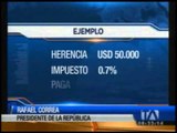 Rafael Correa asegura que la Ley de Herencias contará con dos tablas de impuestos