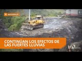 Maquinaría pesada trabaja en la habilitación de una vía alterna en ruta Tulcán-Sucumbíos