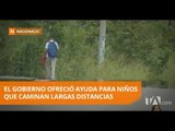 Larga caminata de niños de zonas rurales para llegar a escuelas del milenio - Teleamazonas