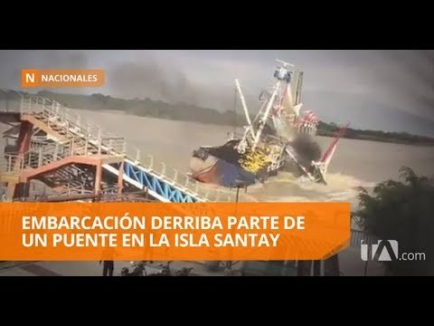 Barco colisiona con puente en la Isla Santay - Teleamazonas