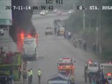 Bus se incendia en Machala