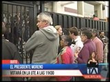 El presidente Lenín Moreno votará en la UTE a las 11h30