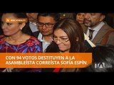 Sofía Espín fue destituida por el pleno de la Asamblea - Teleamazonas